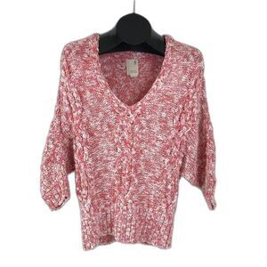Anthropologie Far Away From Close Geranium Confetti Knit Sweater Women's Small